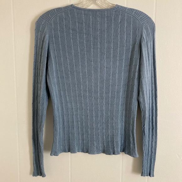 Blue BROOKS 346 100% Silk Base Layer Cable Knit Sweater - Picture 3 of 4